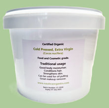 Load image into Gallery viewer, Coconut Oil - Certified Organic, Cold Pressed, Extra Virgin - 1 Litre