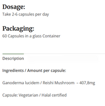 Load image into Gallery viewer, NatraHeal - Medicinal Reishi Mushroom Capsules - 60 Caps
